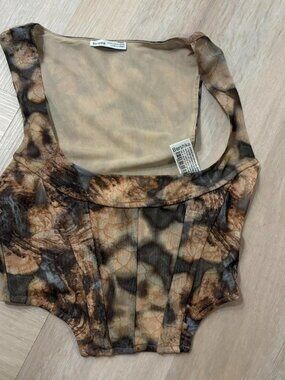 Bershka mesh boning corset style going out top